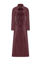 ZUT Palermo leather coat displayed on a hanger, showcasing its classic design and rich brown leather material.