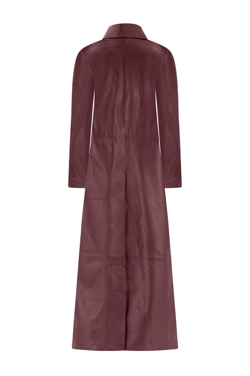 ZUT Palermo leather coat displayed on a hanger, featuring a classic design with a smooth leather finish and tailored fit.
