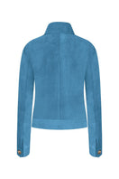 ZUT Mini Alisha jacket in blue, showing a close-up of the stylish, lightweight jacket with a zipper and collar.