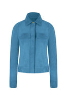 Blue MINI ALISHA jacket by ZUT, lightweight jacket with a stylish fit, shown on a model with a neutral background.