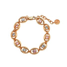 Rose gold Iris bracelet by Amelia Scott featuring blush pink and lilac accents, elegant jewelry accessory.