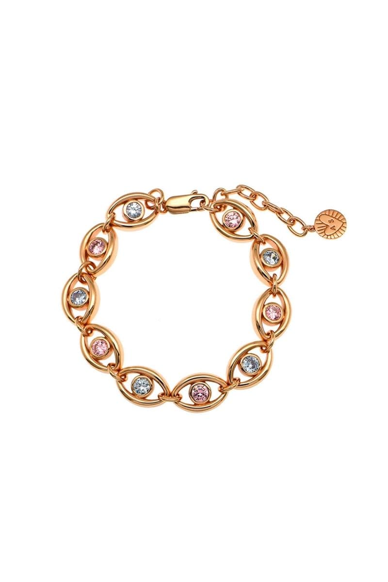 Rose gold Iris bracelet by Amelia Scott featuring blush pink and lilac accents, elegant jewelry accessory.