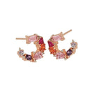 Rose gold Lottie earrings by Amelia Scott featuring pink, purple, and orange gemstones with elegant dangle design.