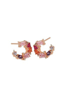 Rose gold Lottie earrings by Amelia Scott featuring pink, purple, and orange gemstones with elegant dangle design.