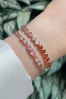 Rose gold Sofia bracelet by Amelia Scott featuring blush pink accents, elegant chain design, and delicate clasp.