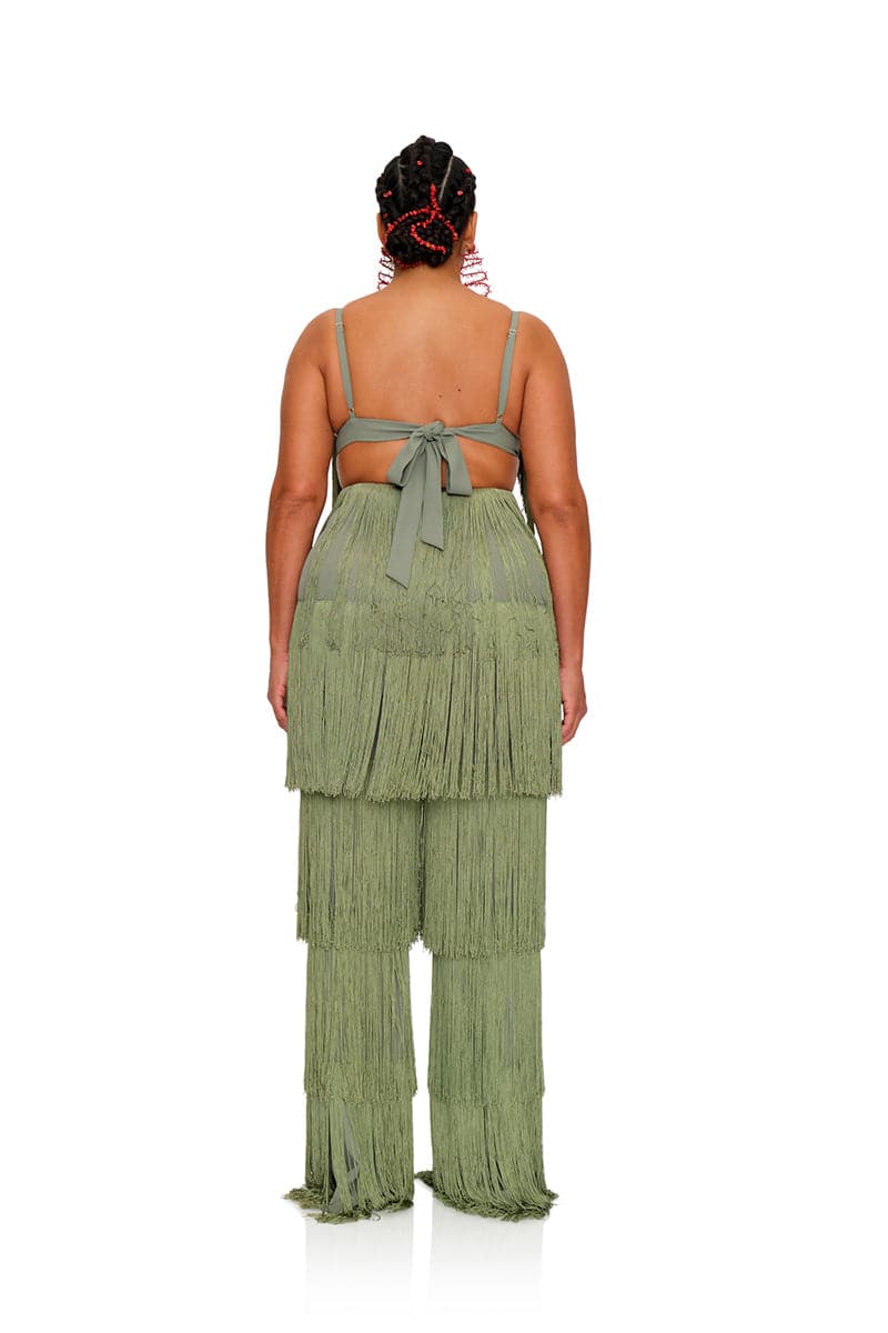 OBI OLIVE FRINGE PANTS | Andrea Iyamah | CULT MIA