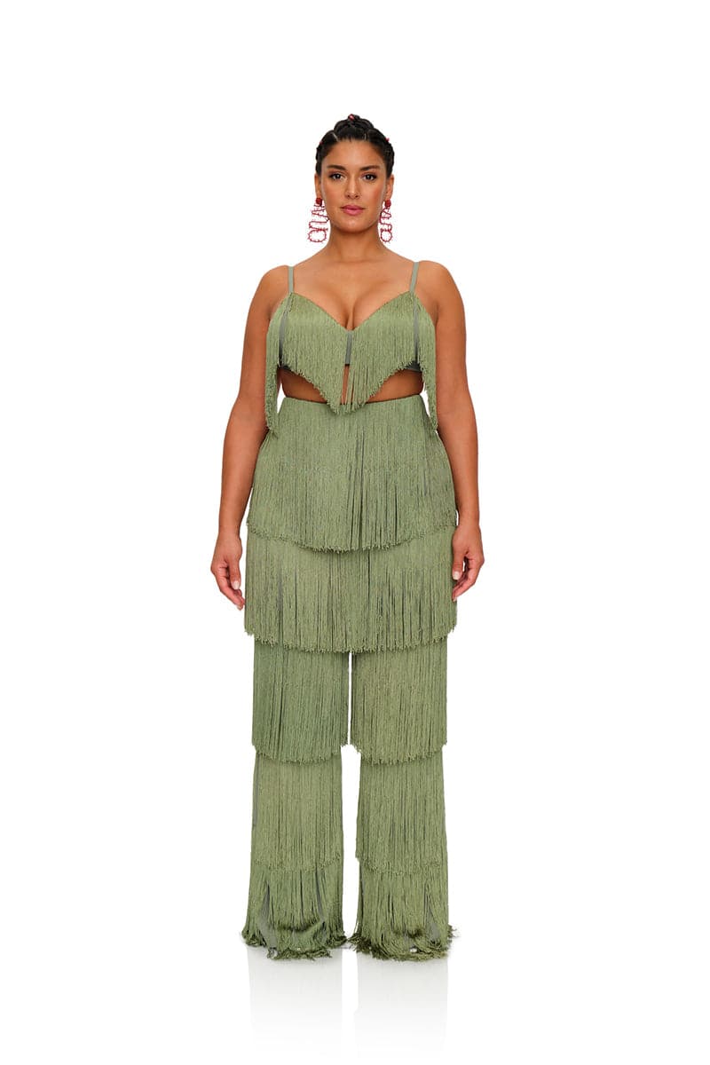 OBI OLIVE FRINGE PANTS | Andrea Iyamah | CULT MIA