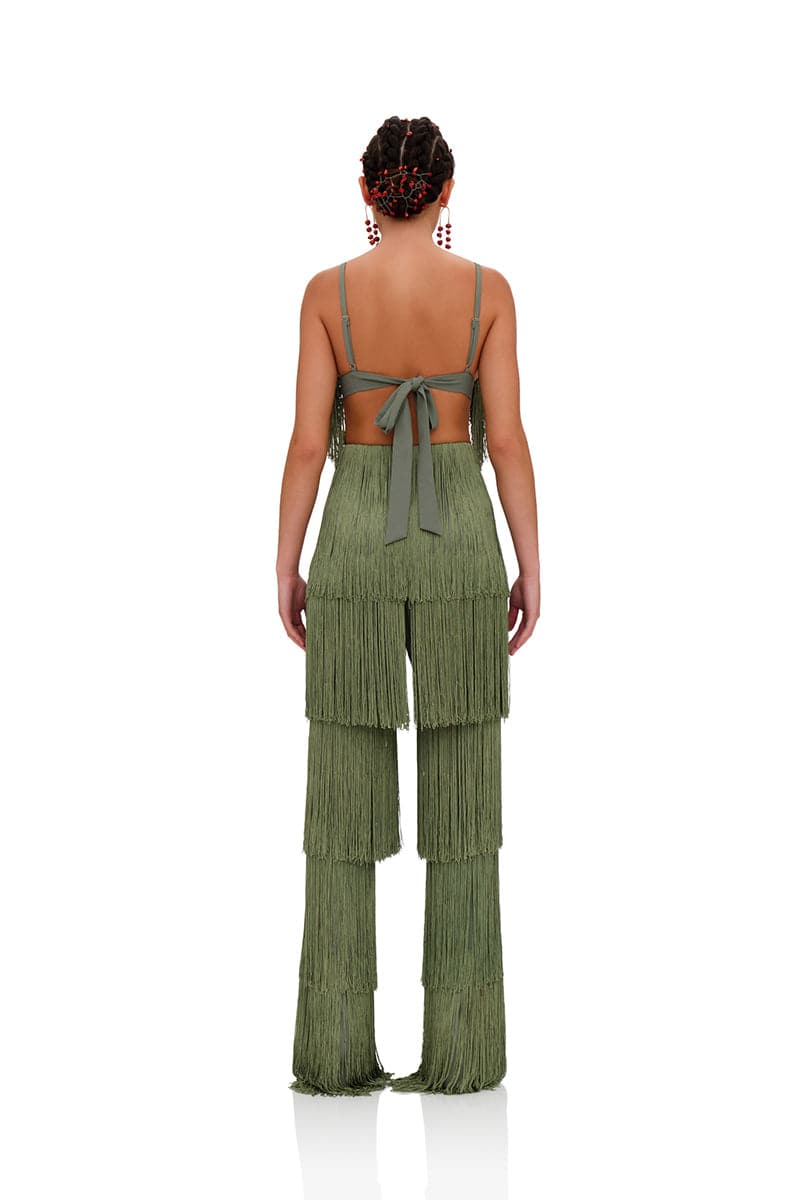 OBI OLIVE FRINGE PANTS | Andrea Iyamah | CULT MIA