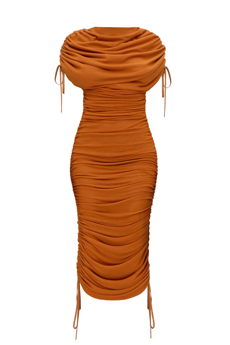 RATU CARAMEL MESH MIDI DRESS | Andrea Iyamah | CULT MIA