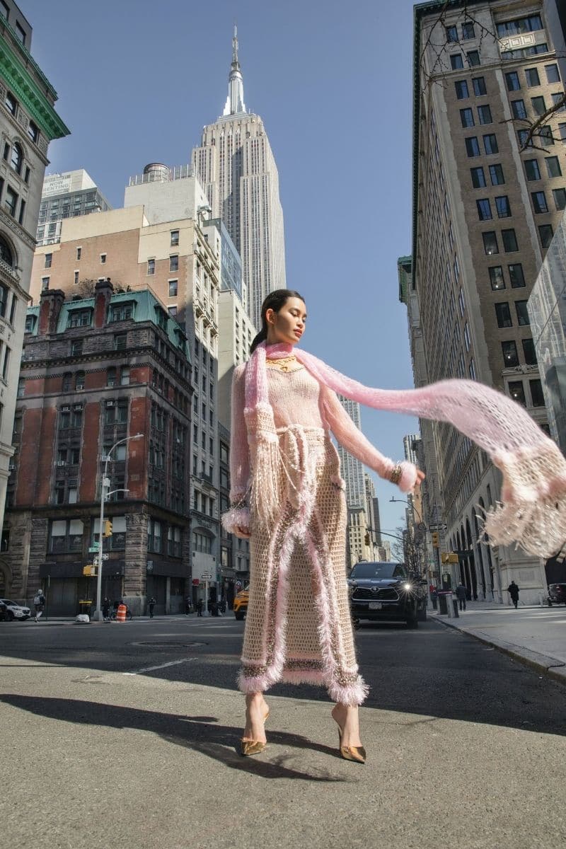 BABY PINK HANDMADE KNITTED MIDI SKIRT | Andreeva | CULT MIA