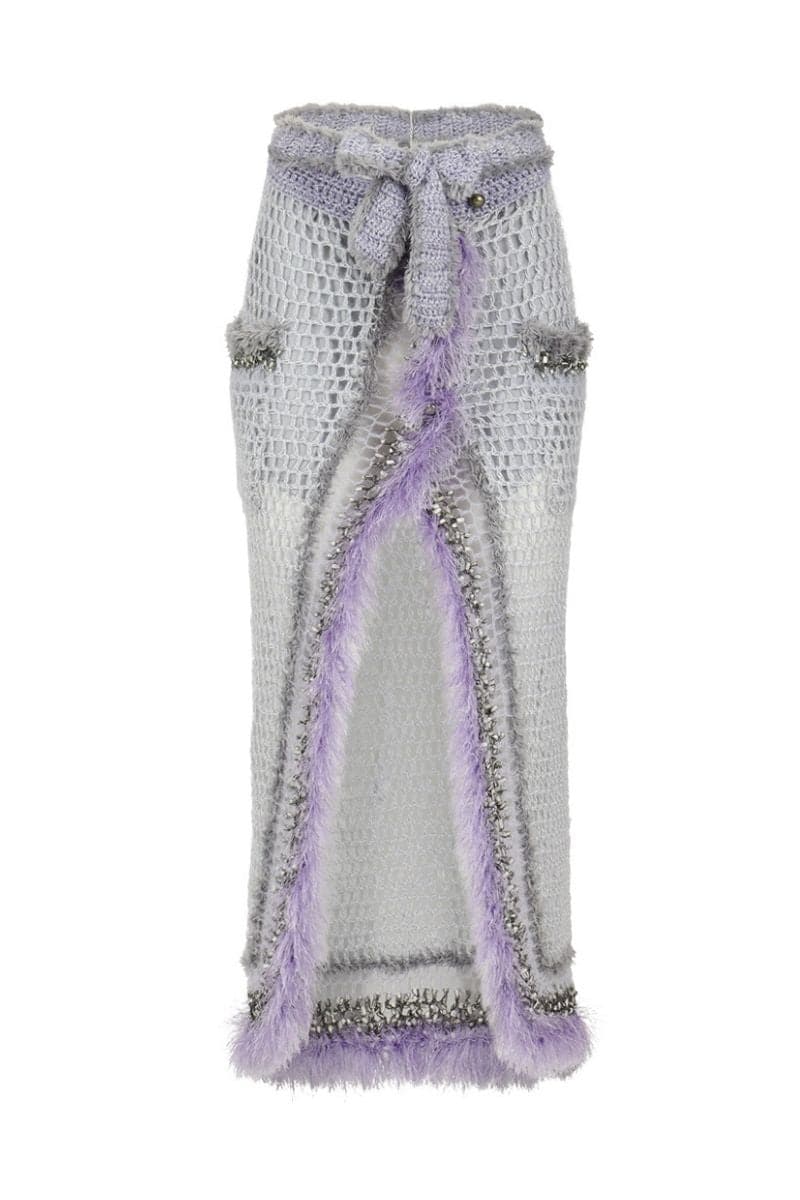 LAVENDER HANDMADE KNITTED MIDI SKIRT | Andreeva | CULT MIA