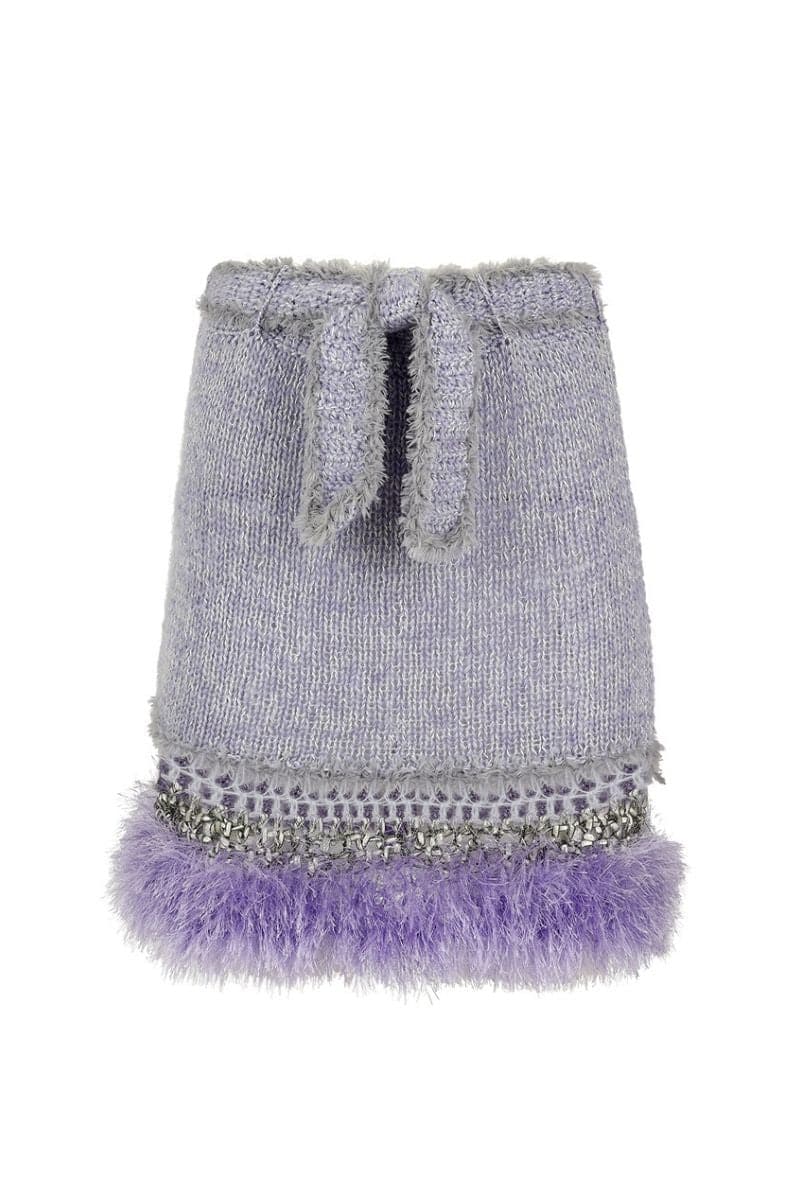 LAVENDER HANDMADE KNITTED MINI SKIRT | Andreeva | CULT MIA