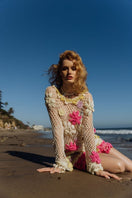 Multicolor handmade crochet top by Andreeva featuring intricate patterns and a relaxed fit, perfect for casual summer wear.
