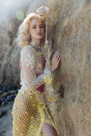 Multicolor handmade crochet top by Andreeva, featuring intricate crochet pattern and fitted design in XS size.