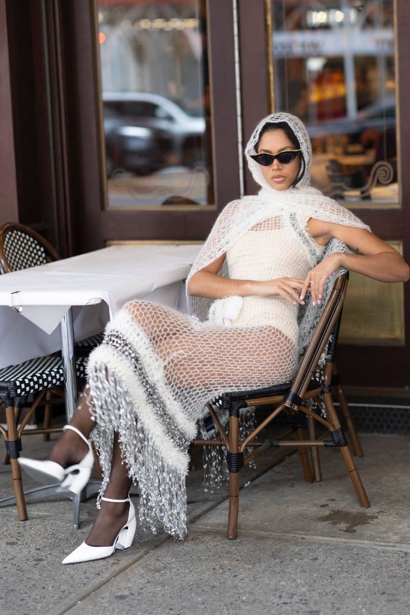 WHITE ROSE HANDMADE KNITTED MIDI DRESS | Andreeva | CULT MIA