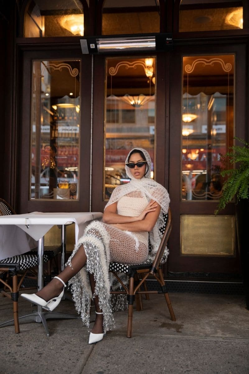 WHITE ROSE HANDMADE KNITTED MIDI DRESS | Andreeva | CULT MIA