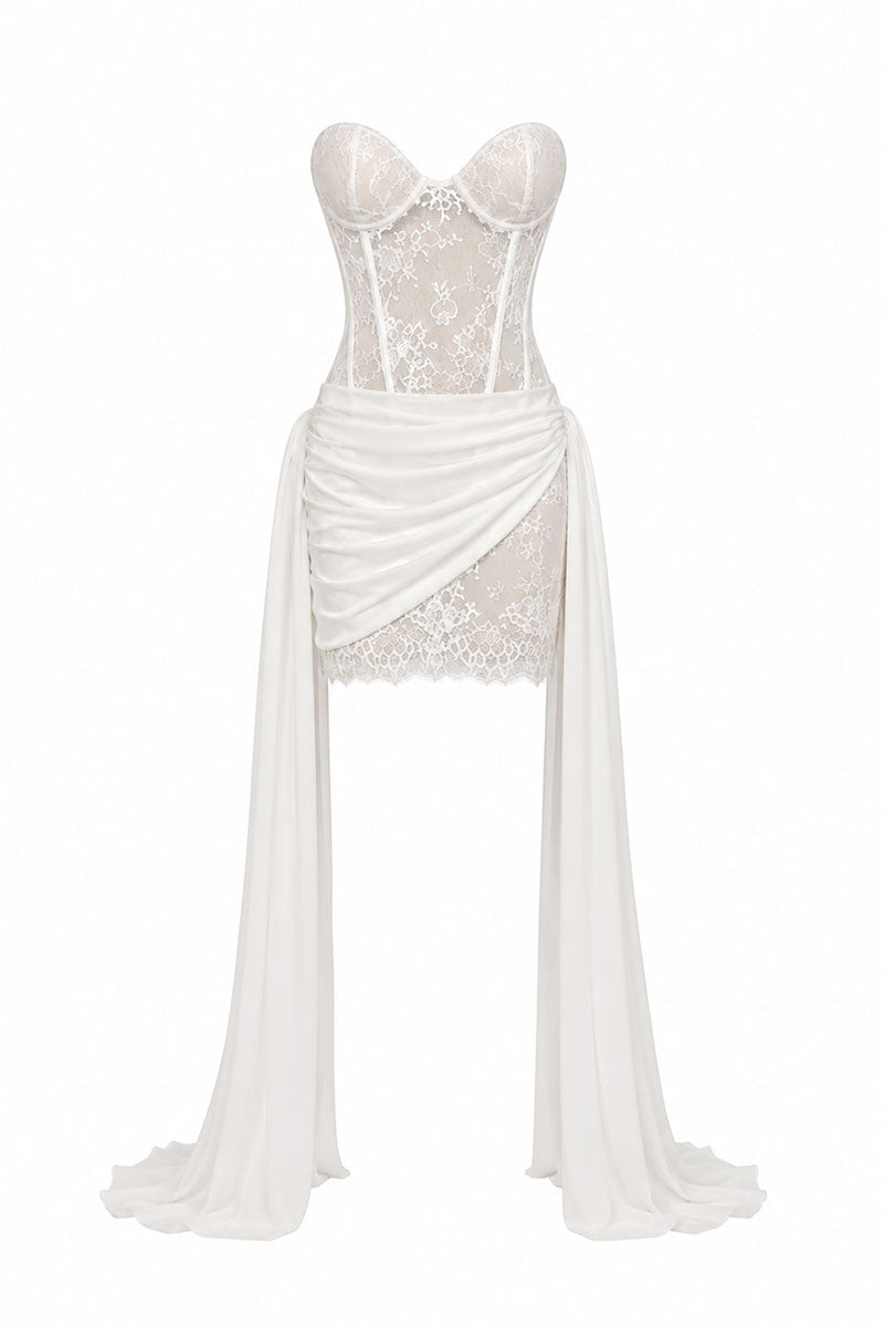 Francisco Arce LUMI mini dress featuring a stylish design, displayed on a hanger with a plain background.