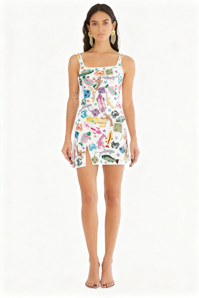 Shop Arizona Beaded Mini Dress White
