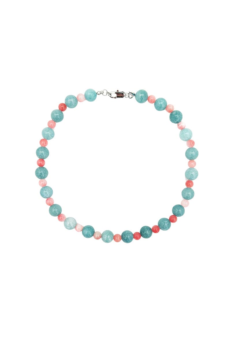 BLUE CHALCEDONY ARMANDE NECKLACE AND INAYA BRACELET SET - CULT MIA