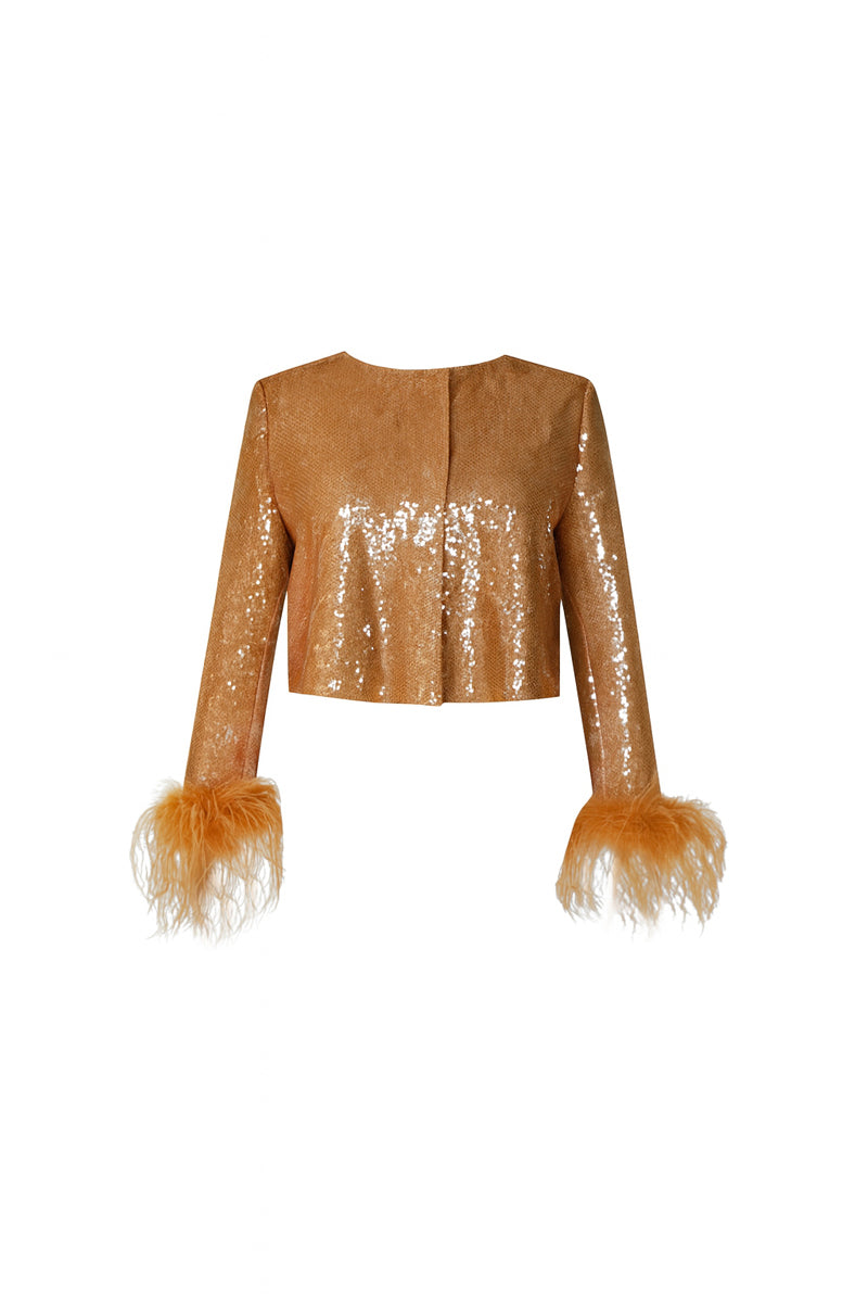 ASTRA SEQUIN FEATHER VEST