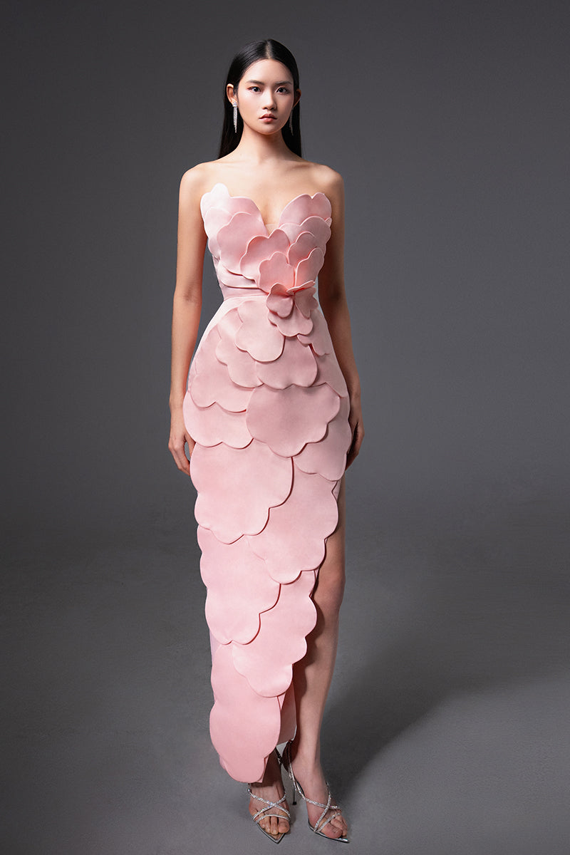 CULT MIA X HAPPY CLOTHING PEGGED SLEEVELESS TAFFETA MAXI DRESS IN PINK - CULT MIA