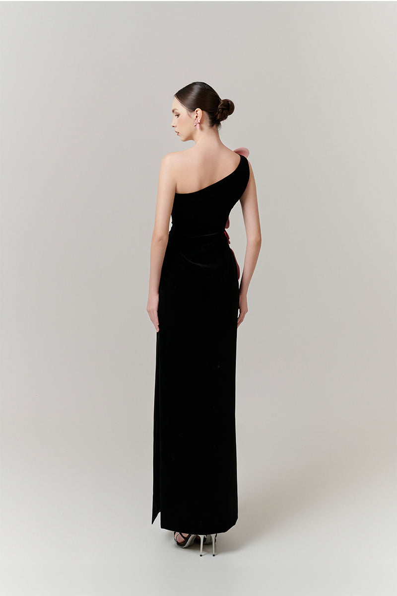 FLOWER APPLIQUE BODY MAXI DRESS - CULT MIA