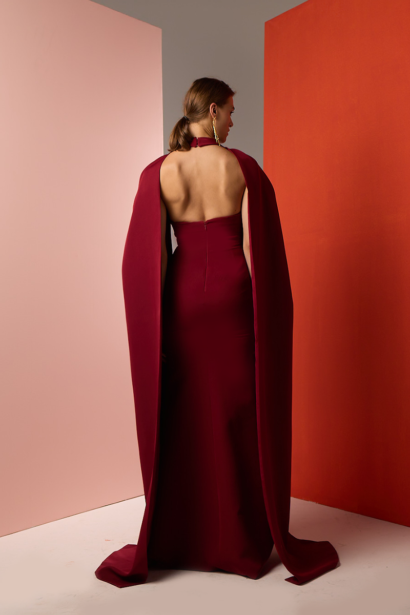burgundy flowy maxi dress Burgundy High-Low Gown - Wrap Maxi Dress - Bridesmaid Dress