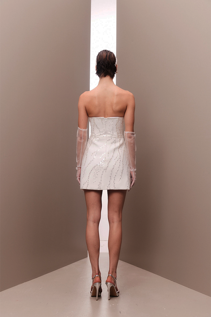 FULLY EMBROIDERED SHORT CORSET DRESS - CULT MIA