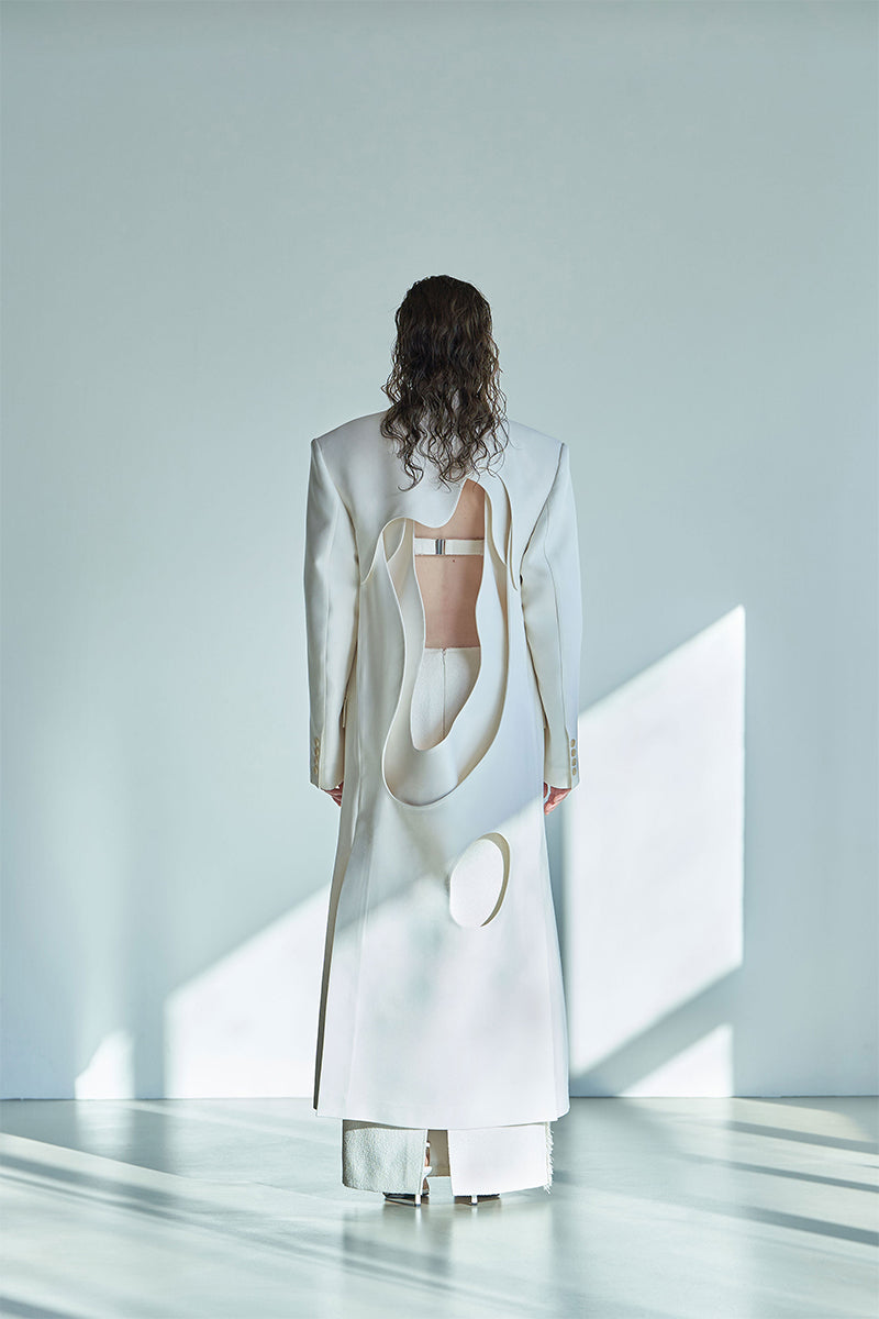 JINSUN Astral Couture wool coat shown from the back, stylish and warm with a tailored fit and classic design.