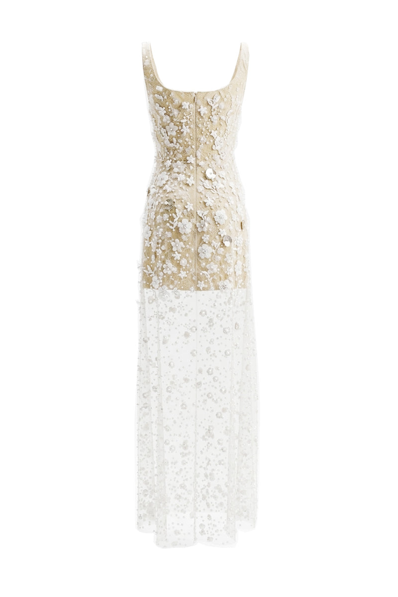 Back view of Arti Apparel ASTE Maxi Dress featuring flowing fabric and elegant design, perfect for casual or formal occasions.