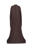 Joanna Andraos Cult Mia X gown with corset bodice and detachable cape, shown from the back in a stylish dress image.
