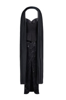 Black embroidered corset co-ord set from Joanna Andraos, shown from the back with detailed embroidery and fitted design.