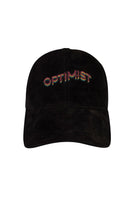 Black Bassigue Optimist embroidered cap, adjustable hat with detailed embroidery, casual style, one size fits most.