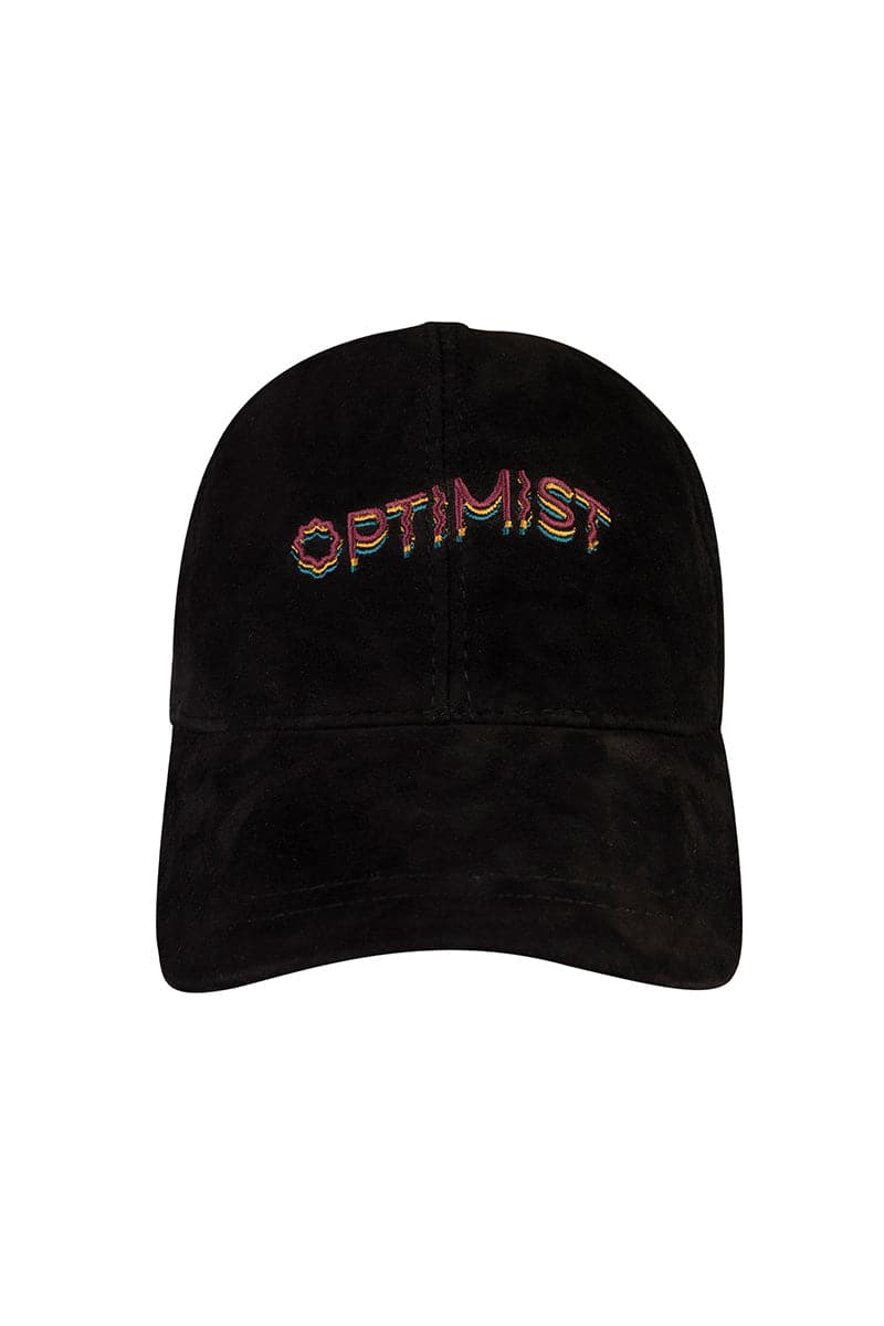 Black Bassigue Optimist embroidered cap, adjustable hat with detailed embroidery, casual style, one size fits most.