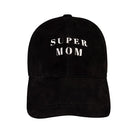 Black Bassigue Super Mom embroidered cap, adjustable one-size hats with stylish embroidered design on front.