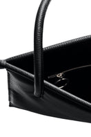 Black Pebble FRIDA Flat Tote shoulder bag by behno New York with detailed textured leather and sleek design.