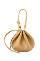 Medium pebble beige INA Bag by behno New York, stylish shoulder bag with textured leather finish and minimalist design.