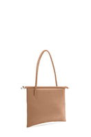 Behn0 New York Frida flat tote bag in almond pebble leather, shoulder bag with sleek design and sturdy handles.