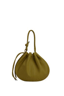 Large olive pebble leather shoulder bag by behno New York, featuring a spacious design and textured surface.
