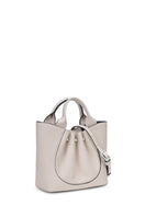Behn0 New York Katrina Mini Tote in Pebble Pumice, shoulder bag with structured design and top handle, view from three-quarter angle.