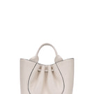 Behnó New York Katrina Mini Tote Pebble in Pumice shoulder bag with front view, soft pebble texture and compact design.