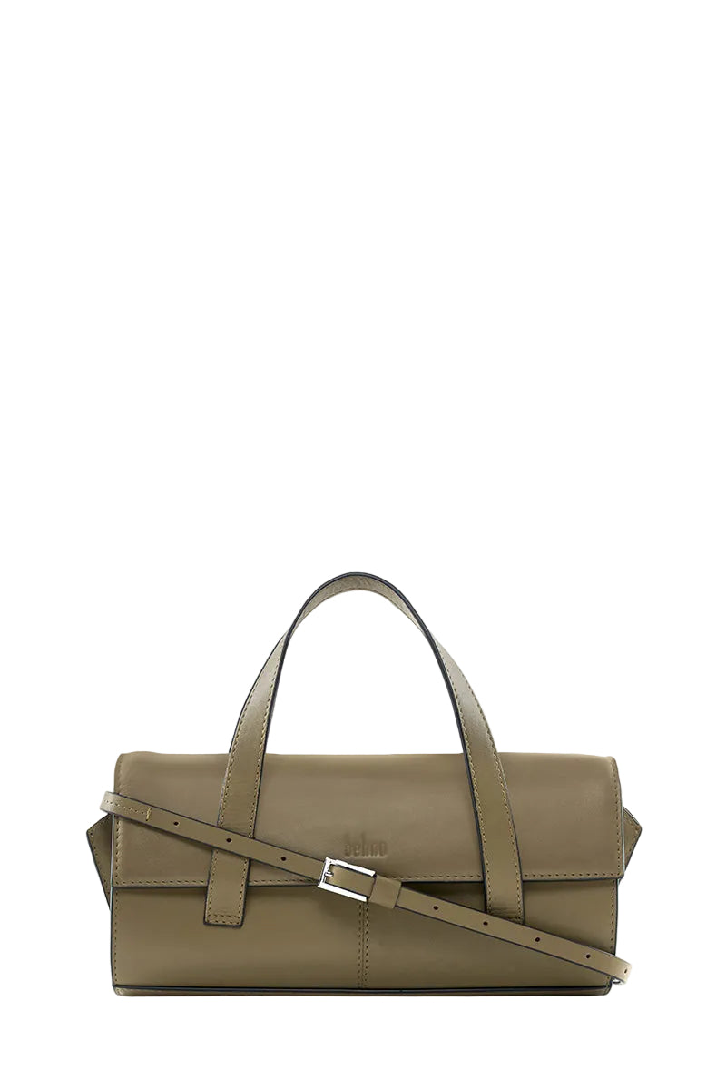 Behno New York Michelle Mini Crossbody Bag in Nappa Palm leather, featuring a top handle design and compact style.