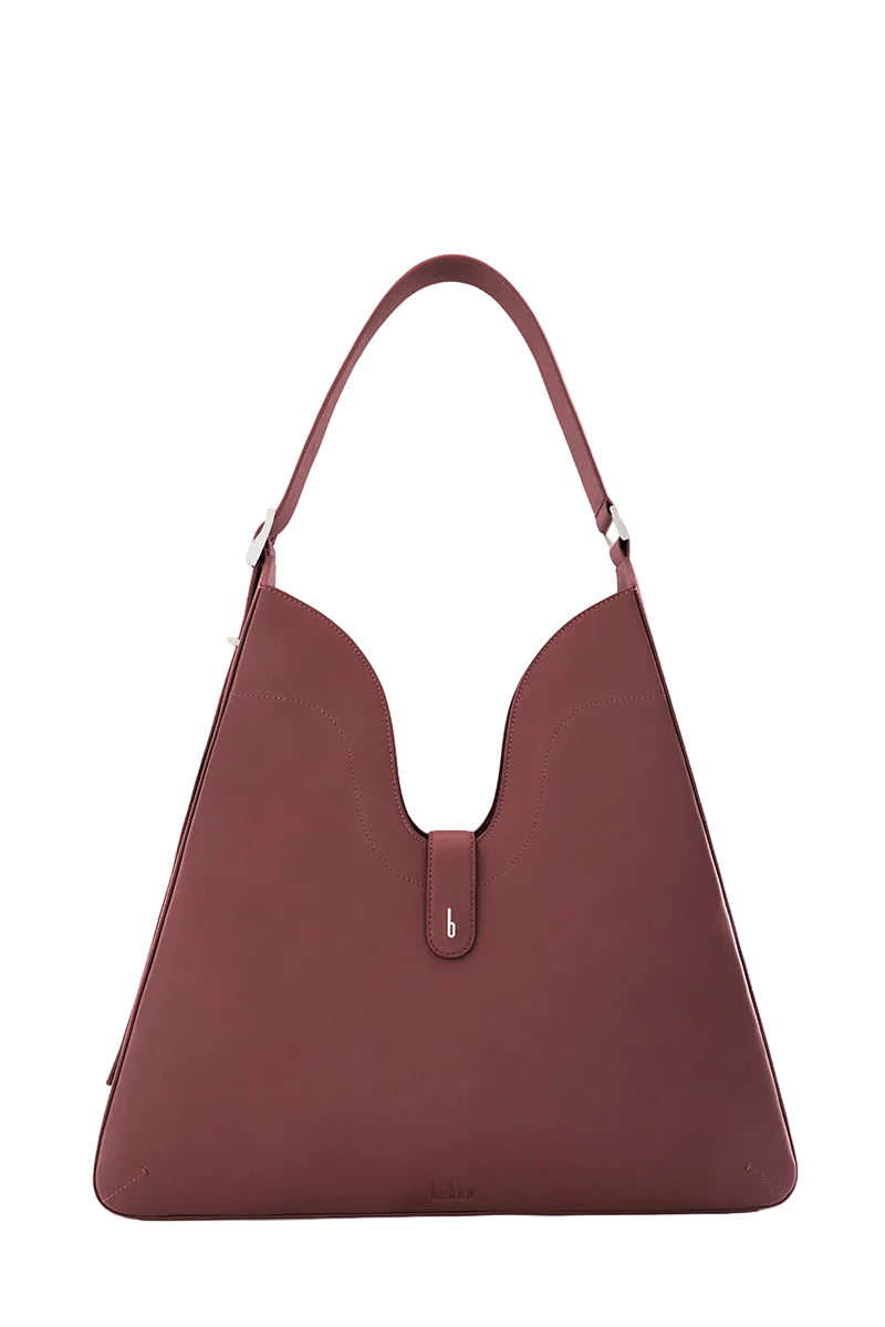Behno New York Melina shoulder bag in Nappa leather, brick color, featuring a sleek design and top handle.