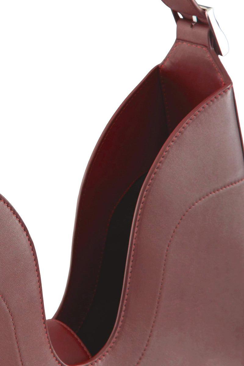 Behno New York Melina shoulder bag in Nappa leather, brick color, featuring a sleek design and structured silhouette.