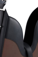 Behno New York Melina shoulder bag with canvas in cacao and black, featuring a stylish and functional design.