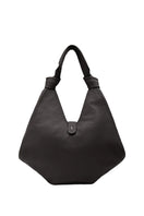 Large black Nelli Hobo shoulder bag by behno New York, featuring pebble leather texture and modern, minimalist design.