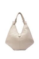 Large Nelli Hobo shoulder bag in pebble leather in bone color by behno New York, shown from the front view.