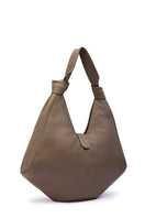 Large taupe NELLI HOBO shoulder bag by behno New York, featuring pebble texture and spacious design.
