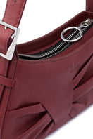Behn New York Leena Mini Shoulder Bag with draped nappa leather in brick color, stylish and compact accessory.