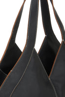 Black Safra Tote Pebble shoulder bag by behno New York with textured pebble leather and sleek design.